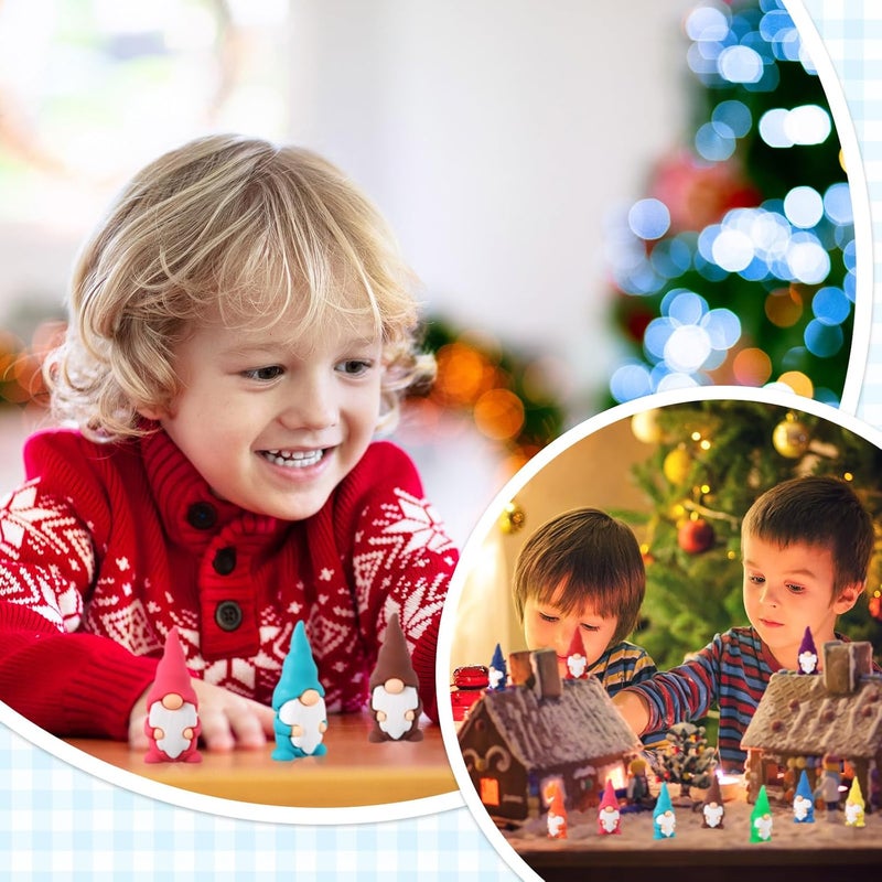 Halloscume 50 Pcs Mini Rubber Gnomes Figurines Small Dwarf Figures Tiny Miniature Fairy Gnomes Statues for Landscape Outdoor Patio Yard Lawn Plant Pots Decor Easter Christmas Garden Accessories Favors - Image 4