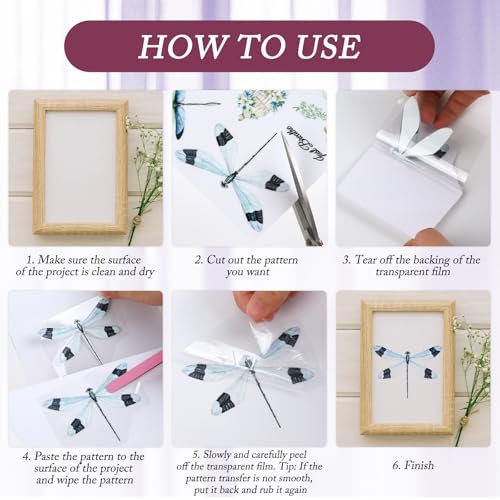 Wxiben Flower Rub on Transfers for Crafts and Furniture - Wxiben 6 Sheets Retro Floral Word Rub on Transfers for Furniture Roses Plant Rub on Transfer Stickers Decals for Wood DIY Craft Office Home Decor - Image 3