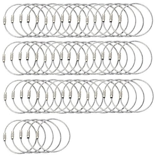 BlueCosto - Wire Keychain Cable - 5 PK, 6.7” / 17cm - 2mm Thick Stainless Steel Keyring Wire Loops - Secure Screw Lock for Hanging Luggage Tags & Organizing Keys - Image 1