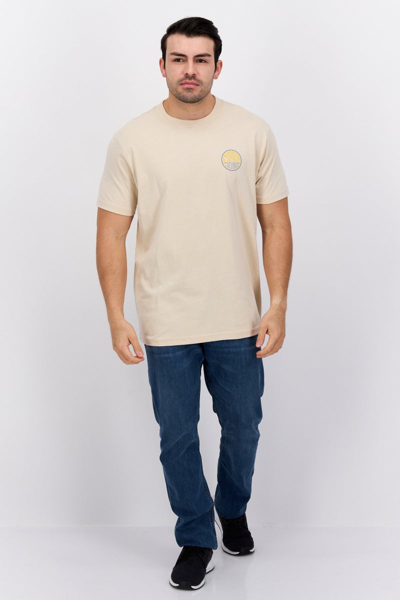 ESPRIT Men Crew Neck Short Sleeves Printed T-Shirt, Brown - Image 3