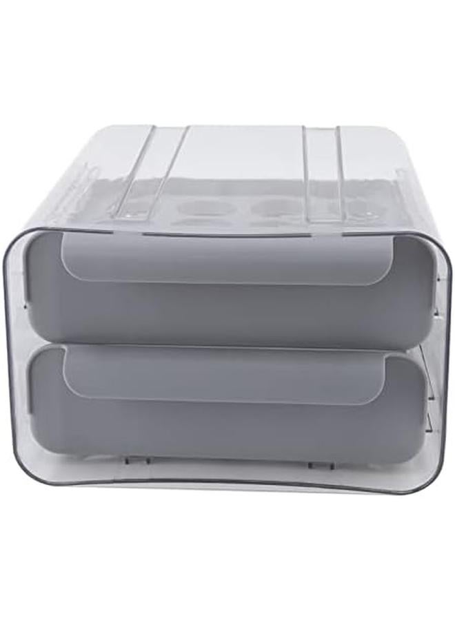 Egg Holder For Fridge Double Layer 32 Egg Container With Drawer Design Transparent Egg Storage Box For Refrigerator Gray  - Image 4