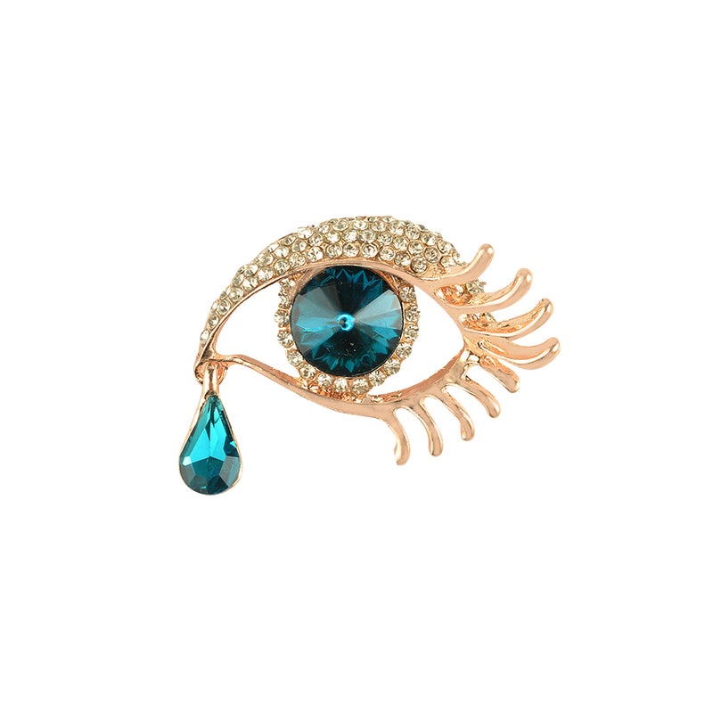 2pcs Unique Design Eye and Tear Shape Brooch Rhinestone Brooches for Women Boutonniere (Golden) - Image 2