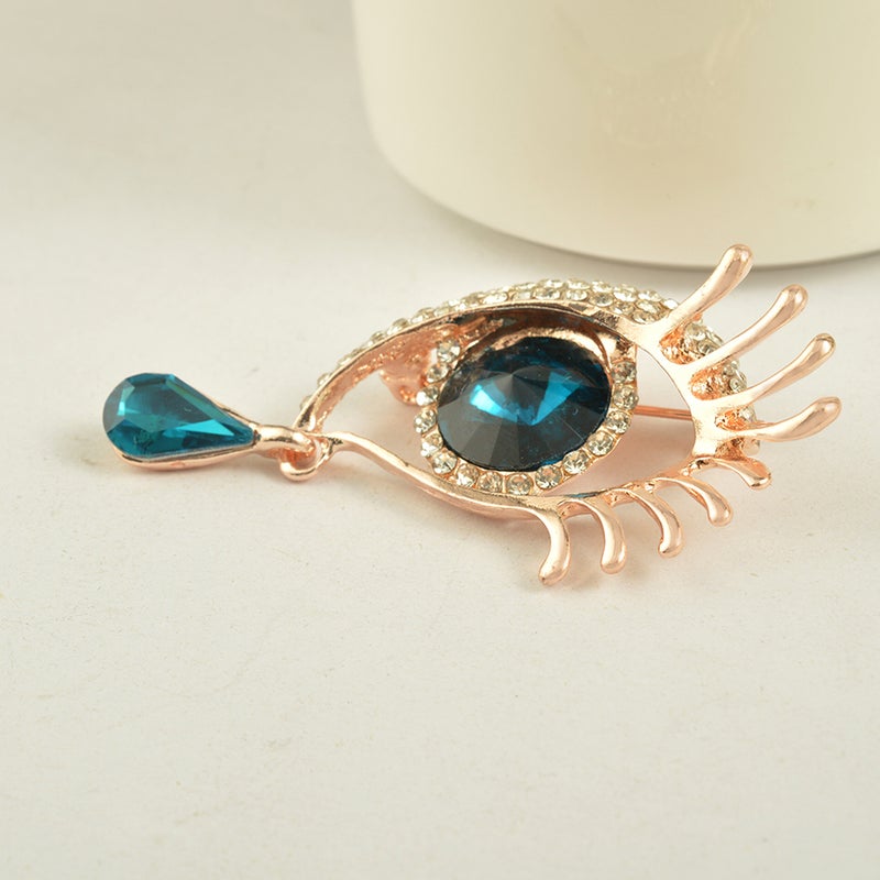 2pcs Unique Design Eye and Tear Shape Brooch Rhinestone Brooches for Women Boutonniere (Golden) - Image 4