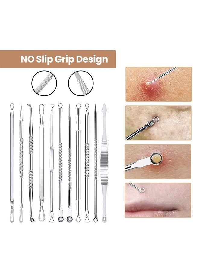 Dermated [16 Pack] Blackhead Remover Tools Pimple Popper Tool Kit | Stainless Steel Professional Pimple Extractor Tool Kit for Blackheads, Blemish, Comdone, Acne, Zit, and Whiteheads for Face & Nose