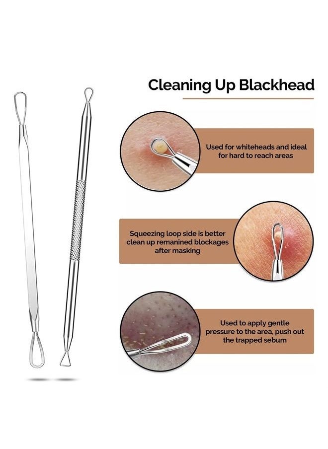 Dermated [16 Pack] Blackhead Remover Tools Pimple Popper Tool Kit | Stainless Steel Professional Pimple Extractor Tool Kit for Blackheads, Blemish, Comdone, Acne, Zit, and Whiteheads for Face & Nose