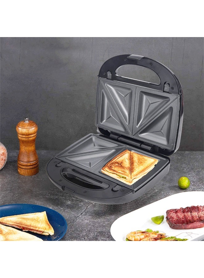 سوكاني صانعة الساندوتشات الكهربائية بقدرة 750 وات 6 في 1، الدونات والمكسرات والفطائر والأصداف والسندويشات والخبز المحمص وشرائح اللحم المشوية، طبق كبير غير لاصق قابل للإزالة، SK-908 أسود - Image 3