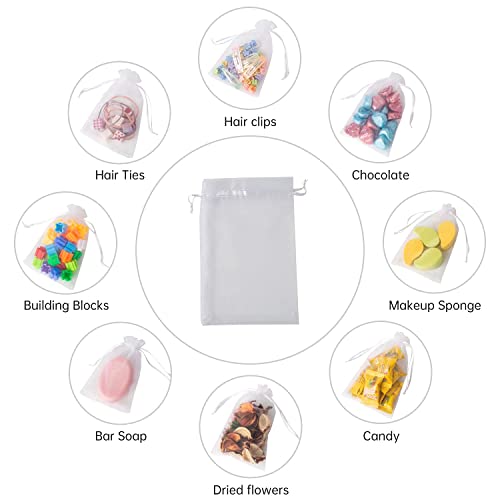 WLEAD 4x6 Inch 100PCS White Organza Gift Bags Bulk - Thick 210T Wedding Favor Bags for Soaps, Candles, Bath Bombs, Jewelry Packaging, Event Planner Supplies,Tear-Resistant & Reusable - Image 4