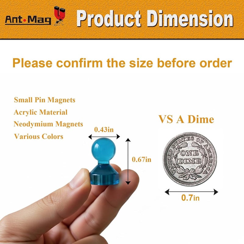 Ant Mag Magnetic Push Pins, 72 Pack Strong Whiteboard Magnets for Fridge, Maps, Office, Kitchen & Classroom Blue - Image 2