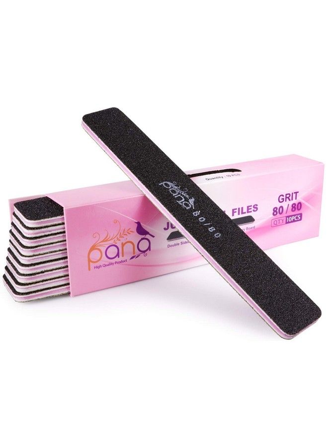 Pana Usa 10 Pcs Professional Nail Files Buffers Jumbo Size Double Sided Emery Board Washable For Acrylic Manicure Pedicure Tools Home And Professional 10 Pieces Pack Color: Black Grit 8080 - Image 2