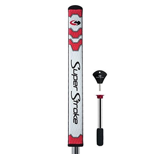 Super Stroke SuperStroke CounterCore™ Flatso™ Golf Putter Grip, White/Red (Flatso™ 1.0) | Consistent and Reliable Putting Stroke | Reduces Face Angle Rotation | Adjustable Weight System | Unique Parallel Design - Image 1