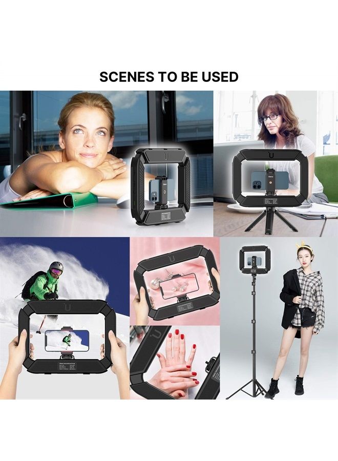 Ulanzi Smartphone Video Rig with Light, Cell Phone Handheld Stabilizer with Ring Light 8500k Selfie Light for Filmaking Live Steam Tiktok YouTube Video Recording, with 8000mAh Build-in Battery