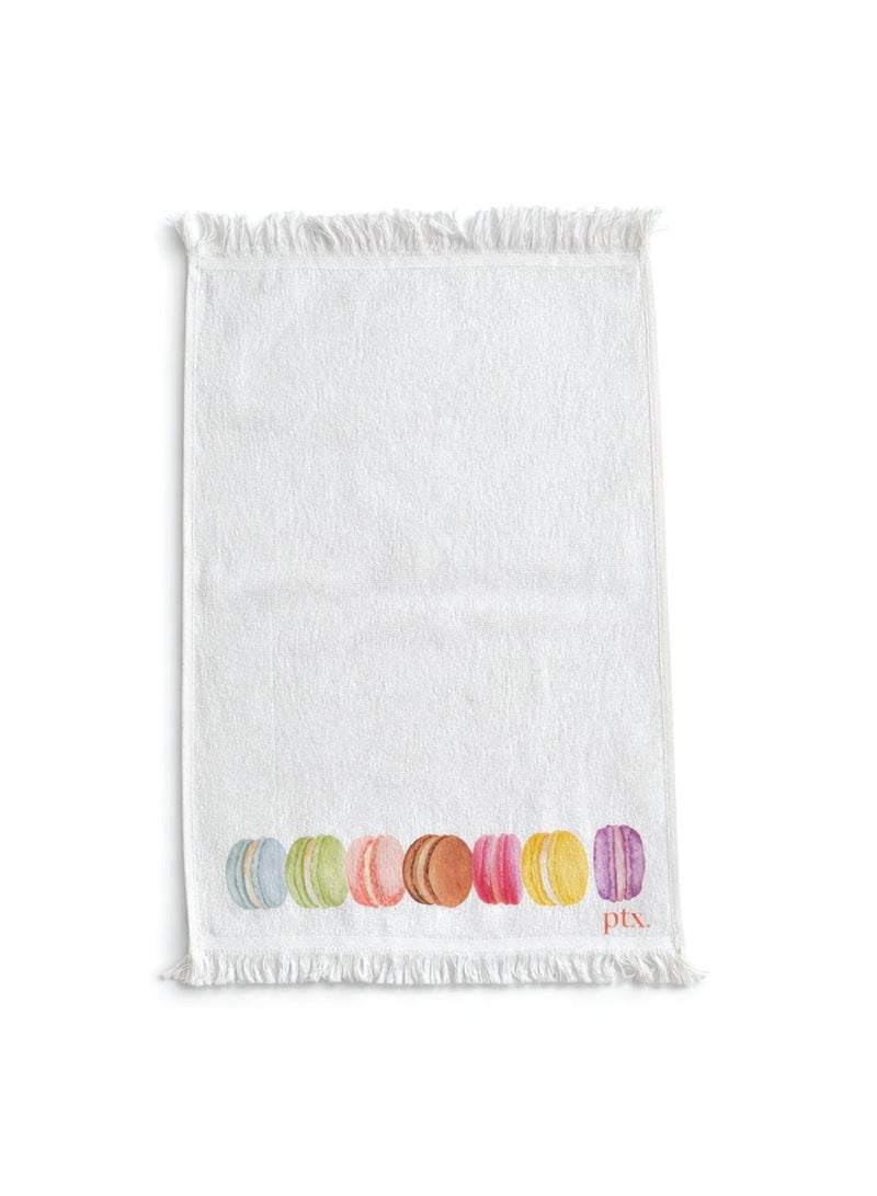 Printex Eg Printex.EG 100% Cotton Kitchen Towels, Set of 2, 400 GSM Ultra-Absorbent Dish Towels, Quick-Dry, Decorative Fringe, 50×30 cm, White (ice cream & macron) - Image 5