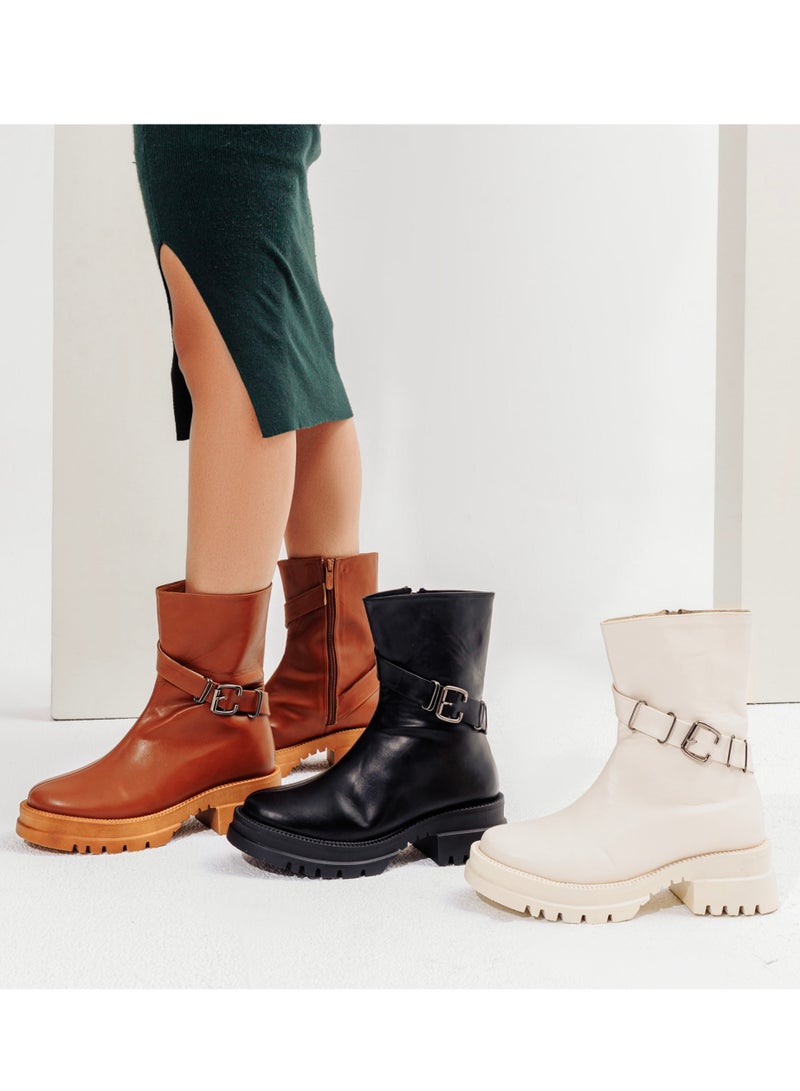 Vbranda Half Boots Leather Mid Heels R-603 - Image 2