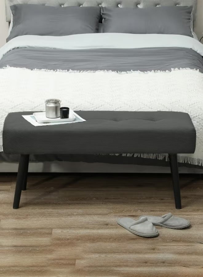 إي سمارت 100سم - مقعد عثماني بتصميم عصري مبطن من قماش مخملي مضلع - مقعد بنهاية السرير، مقعد تغيير الأحذية، مقعد لغرفة النوم والمعيشة ومدخل المنزل والردهة، رمادي - Image 3