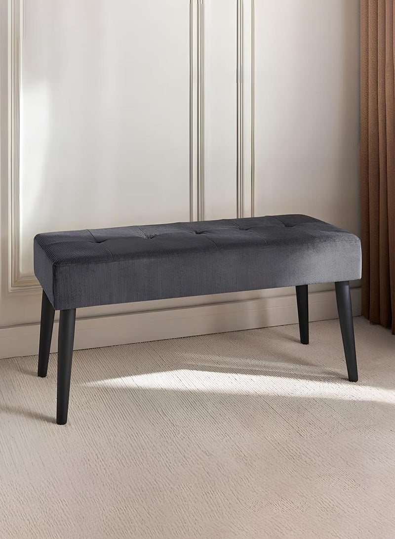 إي سمارت 100سم - مقعد عثماني بتصميم عصري مبطن من قماش مخملي مضلع - مقعد بنهاية السرير، مقعد تغيير الأحذية، مقعد لغرفة النوم والمعيشة ومدخل المنزل والردهة، رمادي - Image 2