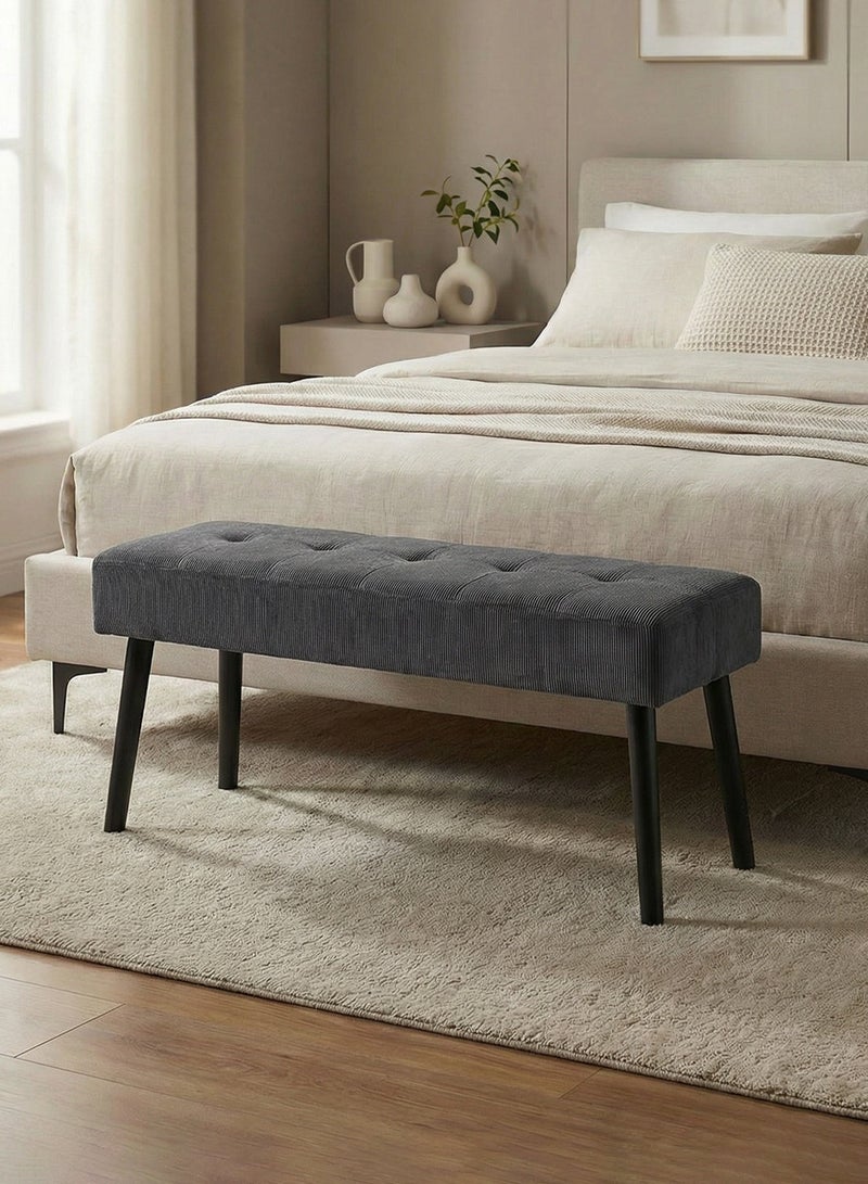 إي سمارت 100سم - مقعد عثماني بتصميم عصري مبطن من قماش مخملي مضلع - مقعد بنهاية السرير، مقعد تغيير الأحذية، مقعد لغرفة النوم والمعيشة ومدخل المنزل والردهة، رمادي - Image 1