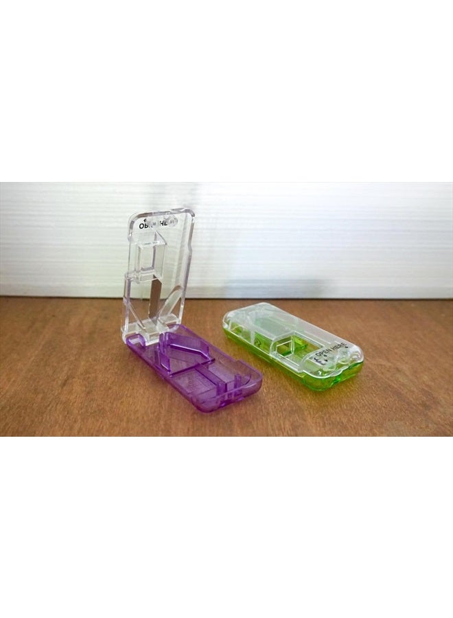 Ezy Dose قاطع ومقسم الحبوب مع موزع، يقطع الحبوب، الفيتامينات، الأقراص، شفرة من الفولاذ المقاوم للصدأ، بحجم السفر، بنفسجي - Image 3