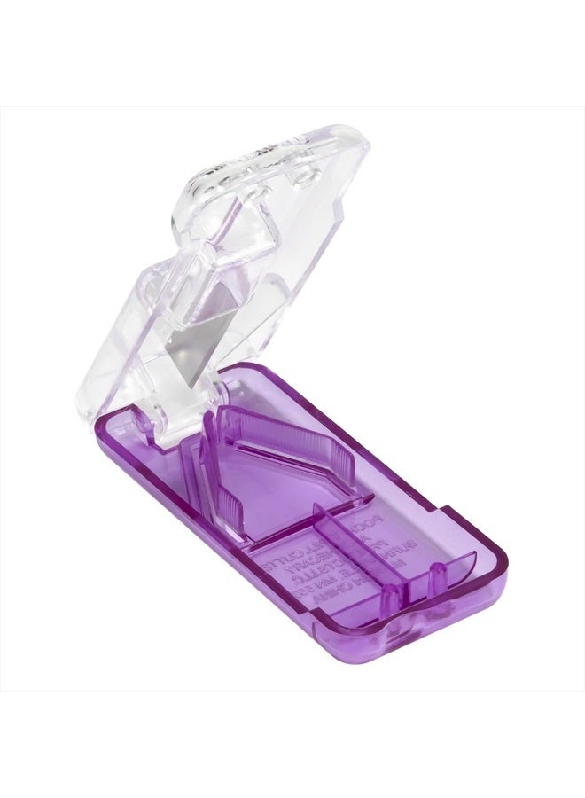 Ezy Dose قاطع ومقسم الحبوب مع موزع، يقطع الحبوب، الفيتامينات، الأقراص، شفرة من الفولاذ المقاوم للصدأ، بحجم السفر، بنفسجي - Image 1