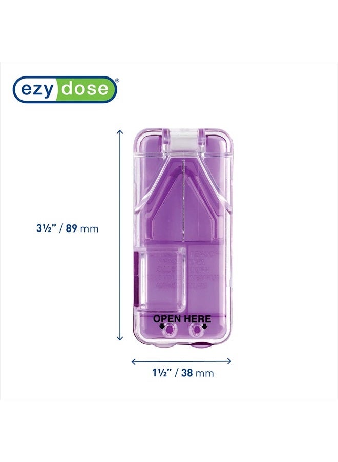 Ezy Dose قاطع ومقسم الحبوب مع موزع، يقطع الحبوب، الفيتامينات، الأقراص، شفرة من الفولاذ المقاوم للصدأ، بحجم السفر، بنفسجي - Image 2