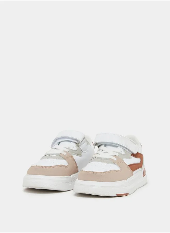 Styli Color Block Low Top Trainer Shoes with Velcro Closure