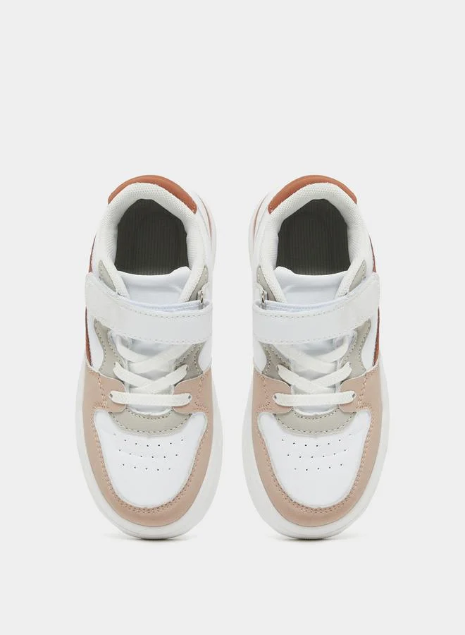 Styli Color Block Low Top Trainer Shoes with Velcro Closure