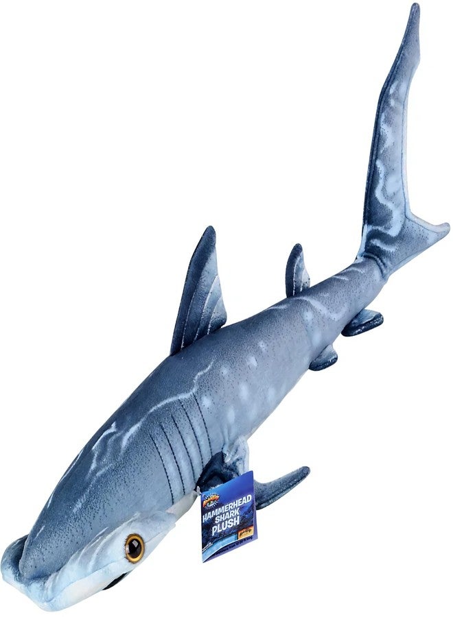 Adventure Planet Blue Printed Hammerhead Shark Plush Toy 24 Inches Long - Image 4