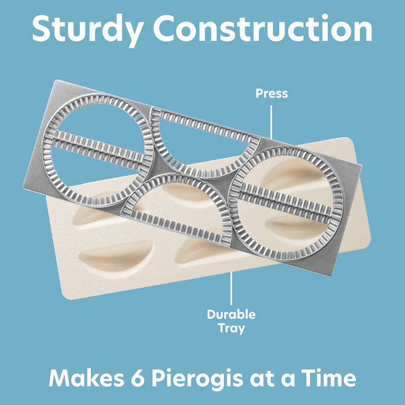 CucinaPro Pierogi Maker w Tray & Press- Makes 6 Pierogis, Dumplings Potstickers or Holiday Pastry at Once- Stainless Steel Durable Construction, Portable Set Easy to Use - Homemade Cooking Xmas Gift - Image 2