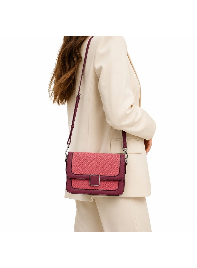 Elegant women's leather shoulder bag with a gold metal clasp - Image 1