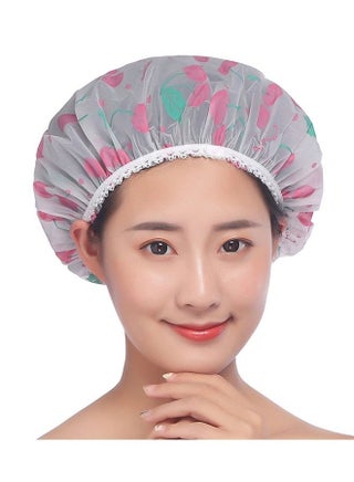 4 Packs of Thickened Waterproof Stamped Shower Cap - view 2