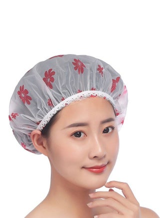 4 Packs of Thickened Waterproof Stamped Shower Cap - view 3