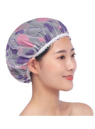 4 Packs of Thickened Waterproof Stamped Shower Cap - view 4
