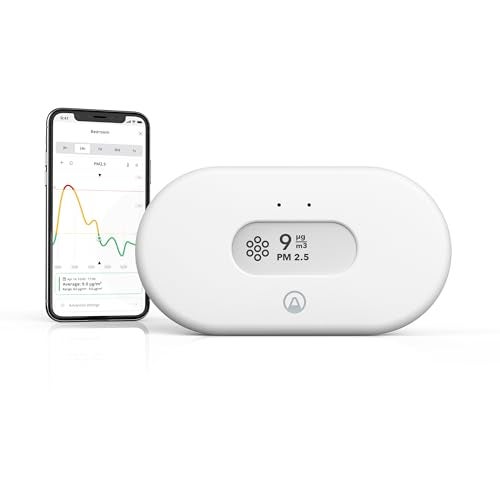 Airthings View Pollution PM25 Air Quality Monitor PM25 Sensor Humidity Temp Smart Indoor Air Pollution Detector for City Pollution Wildfire Smoke Monitoring App Battery Powered WiFi - Image 1
