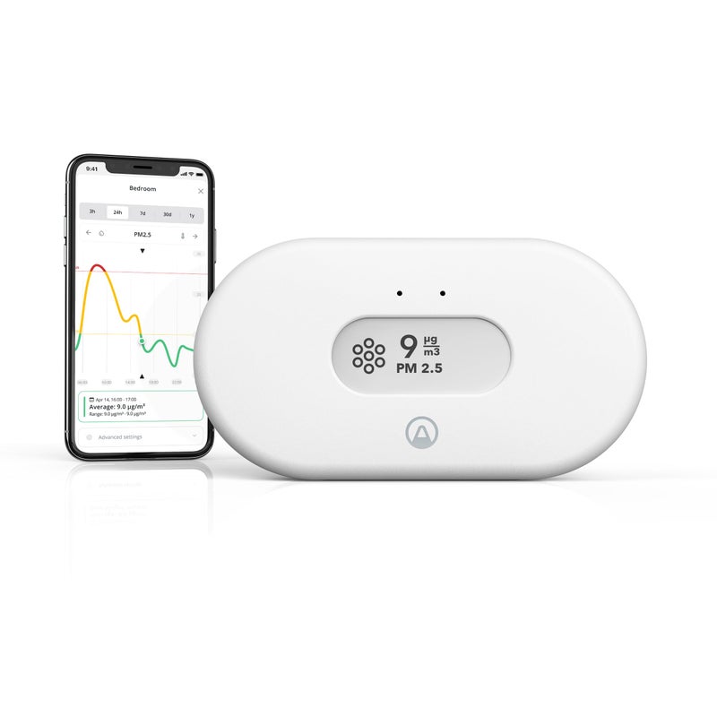 Airthings View Pollution PM25 Air Quality Monitor PM25 Sensor Humidity Temp Smart Indoor Air Pollution Detector for City Pollution Wildfire Smoke Monitoring App Battery Powered WiFi - Image 2