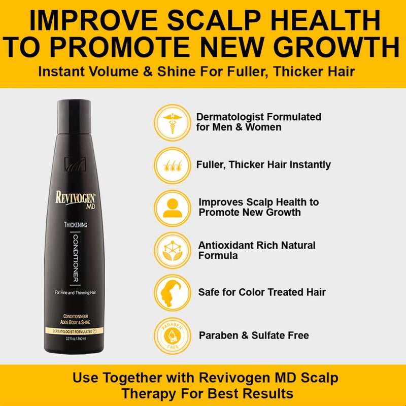 Revivogen MD Thickening Conditioner, Conditioner for Thinning Hair, Hair Loss Conditioner, Thickening Conditioner Men/Women, Conditioner for Hair Loss, 12 Fl oz - Image 3