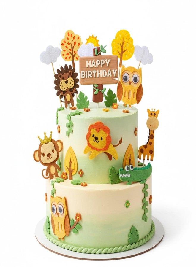 Knana 17Pcs Safari Animal Cake Toppers Jungle Animal Cake Decorations Animals Themed Birthday Party Supplies - Image 1
