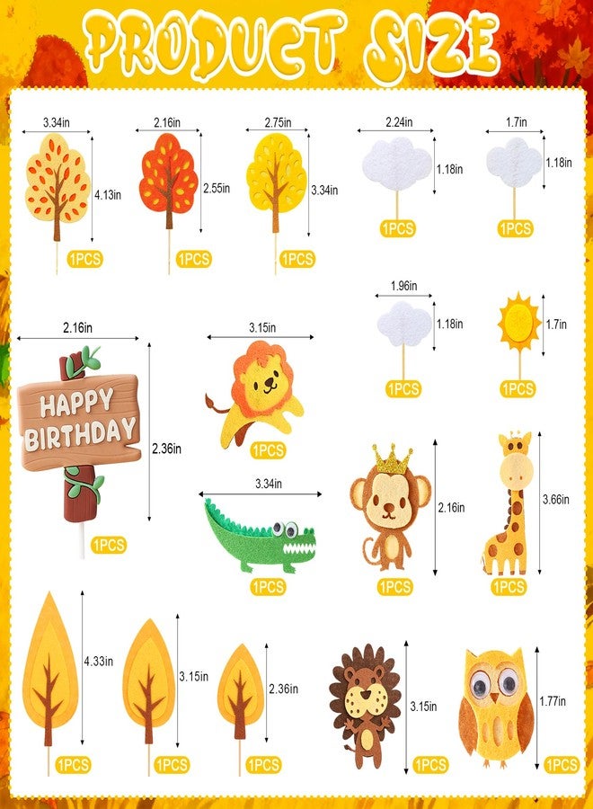 Knana 17Pcs Safari Animal Cake Toppers Jungle Animal Cake Decorations Animals Themed Birthday Party Supplies - Image 2
