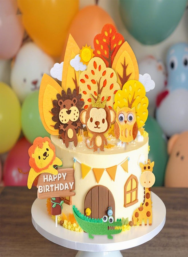 Knana 17Pcs Safari Animal Cake Toppers Jungle Animal Cake Decorations Animals Themed Birthday Party Supplies - Image 4