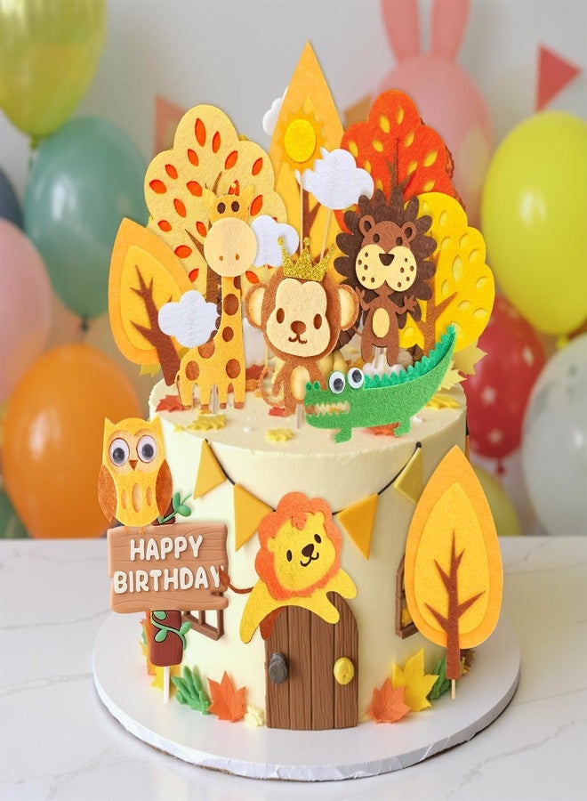Knana 17Pcs Safari Animal Cake Toppers Jungle Animal Cake Decorations Animals Themed Birthday Party Supplies - Image 5
