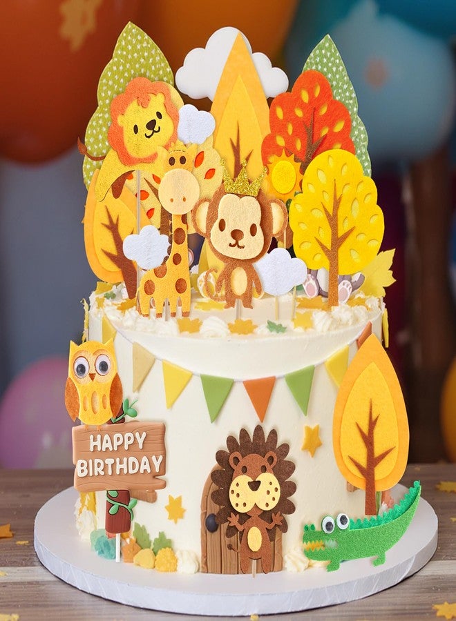 Knana 17Pcs Safari Animal Cake Toppers Jungle Animal Cake Decorations Animals Themed Birthday Party Supplies - Image 3