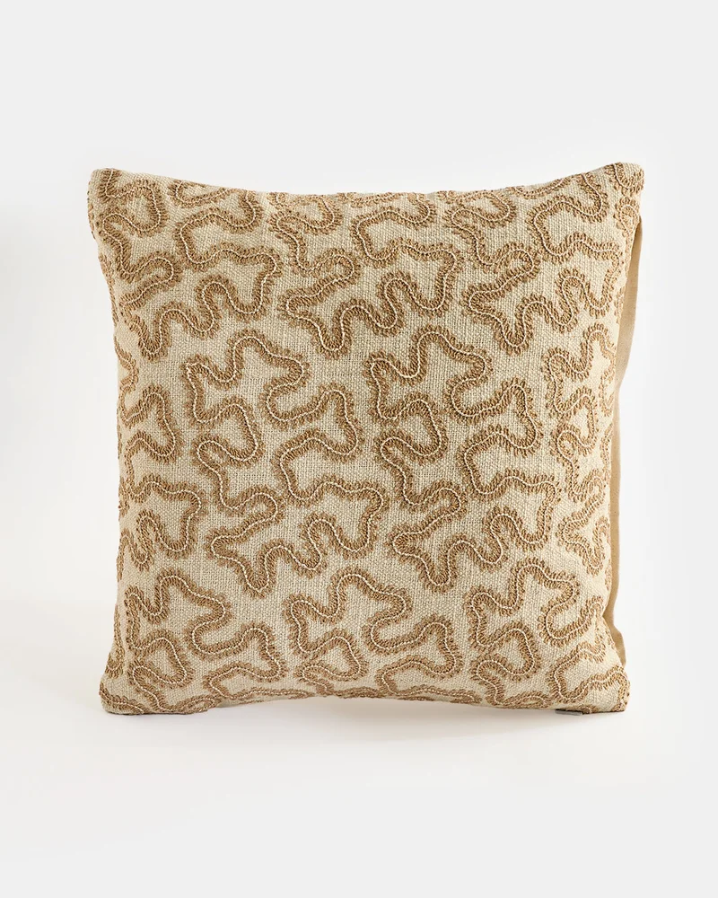 Redtag Beige Abstract Embroidered Cushion 45cm x 45cm