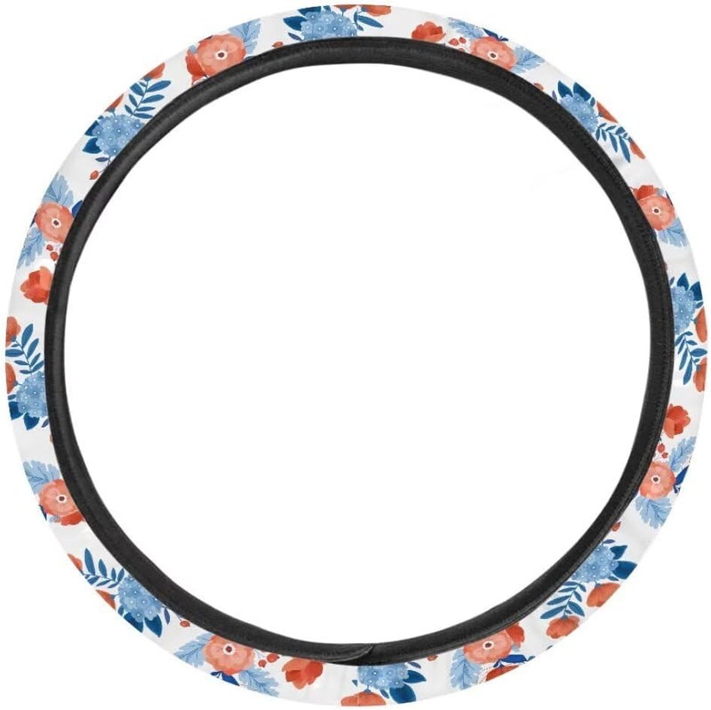 Car Steering Wheel Cover for Women and Men,Non-Slip Breathable Steering Wheel,Universal 14.5"-15" Fit for Cars and SUVs(Blue Grass and Flowers) - Image 2
