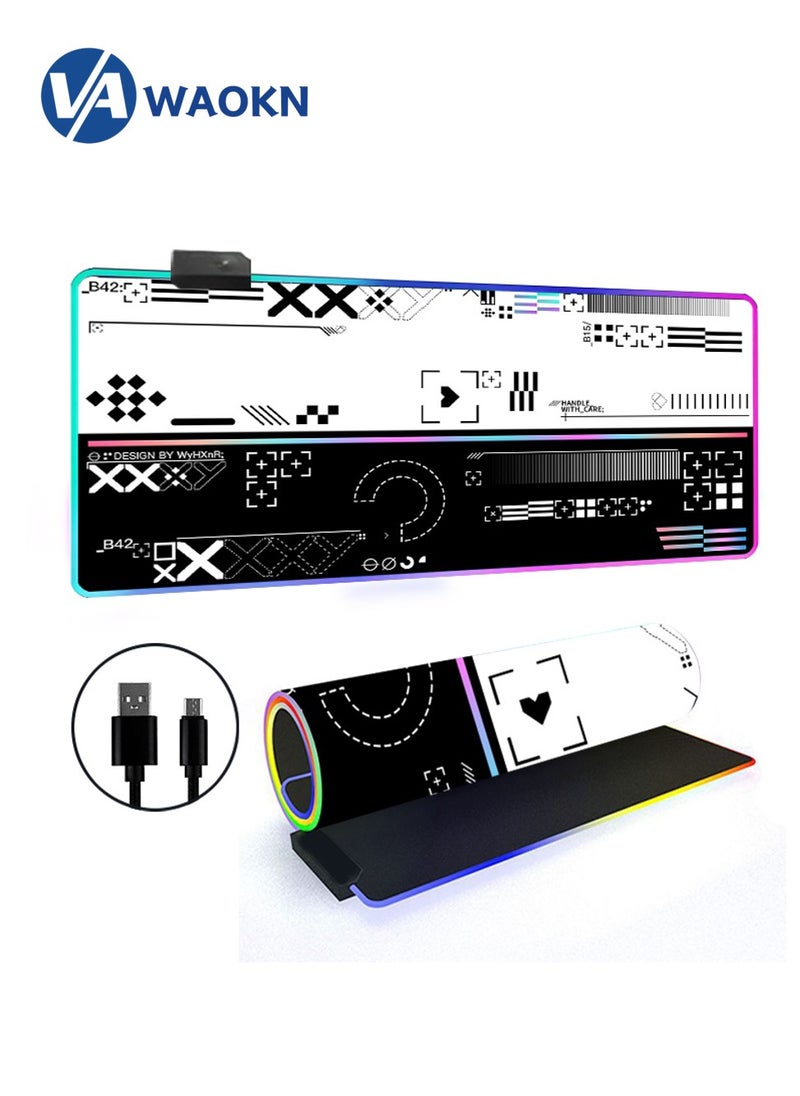 RGB Electronic Sports Mouse Pad, Large Size LED Natural Rubber Mouse Pad, Large Lock Edge Computer Shop Table Mat