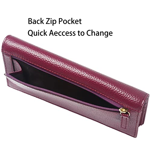 Lavemi Ultra Slim Thin Leather Women Wallet RFID Blocking Credit Card Holder Bifold Long Ladies Billfold (Dark Magenta) - Image 5