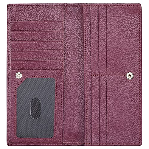 Lavemi Ultra Slim Thin Leather Women Wallet RFID Blocking Credit Card Holder Bifold Long Ladies Billfold (Dark Magenta) - Image 3