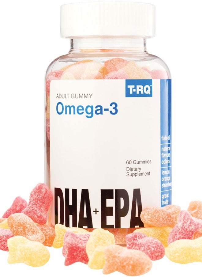 T.RQ Omega-3 Gummy Dietary Supplement, Lemon/Orange/Strawberry, 60 Count 