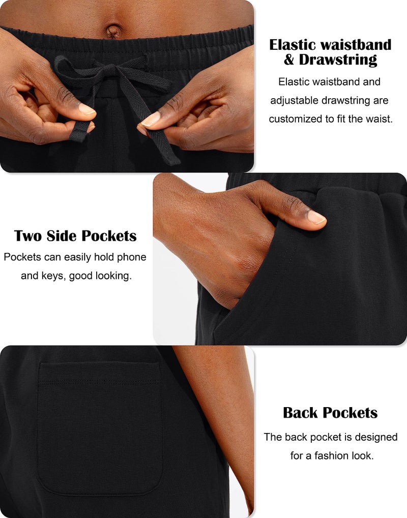 Viodia Women's Bermuda 9" Long Shorts with Pockets Cotton Sweat Lounge Shorts for Women Jersey Athletic Knee Length Shorts for Summer Black camo S - Image 5