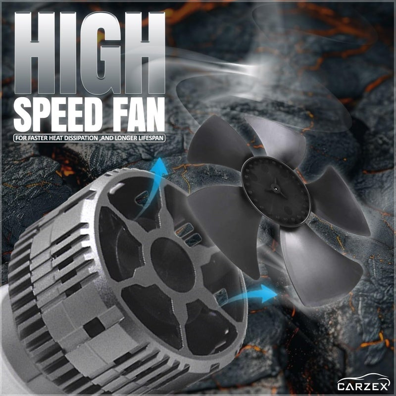FABTEC Crystal Eye H8/H11/H16 Headlight & Fog Light Bulb for Cars, 150W 12000 LUMENS Super Bright @6500K Cool White Automotive Headlamps Conversion Kits for Cars, (2Pcs), (1 Yr Warranty) X4 Series - Image 5