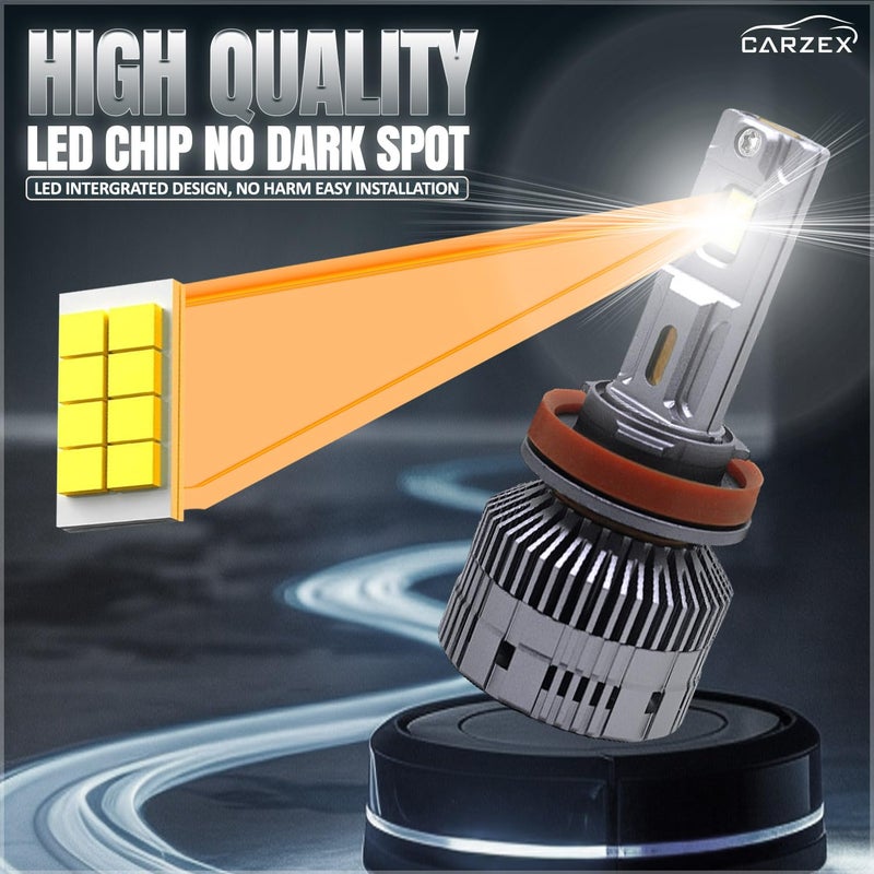 FABTEC Crystal Eye H8/H11/H16 Headlight & Fog Light Bulb for Cars, 150W 12000 LUMENS Super Bright @6500K Cool White Automotive Headlamps Conversion Kits for Cars, (2Pcs), (1 Yr Warranty) X4 Series - Image 3
