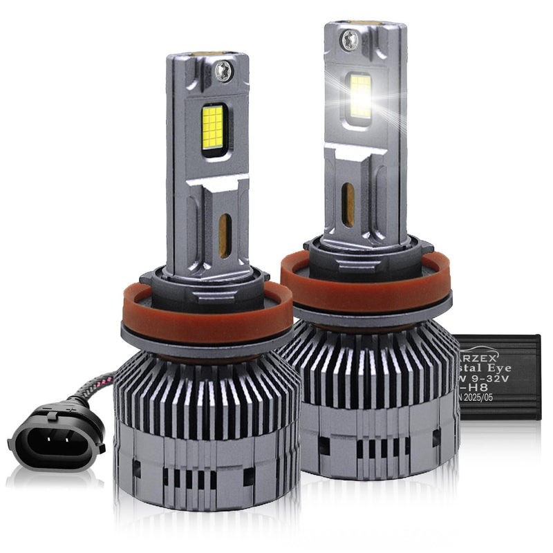 FABTEC Crystal Eye H8/H11/H16 Headlight & Fog Light Bulb for Cars, 150W 12000 LUMENS Super Bright @6500K Cool White Automotive Headlamps Conversion Kits for Cars, (2Pcs), (1 Yr Warranty) X4 Series - Image 1