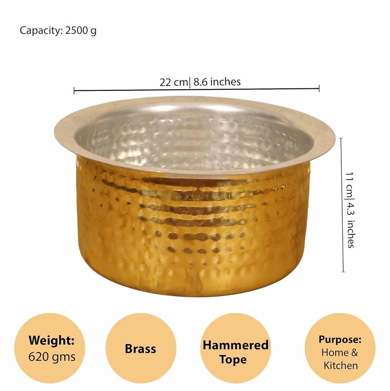 Putrika Brass Utensil Hammered Vadi Chatti with TIN CoatingTopeKitchenWarecookwareBrass PathiramPatilasTapeliPeetalSarva SattiBhagoni SetHammered Vadi Chatti Size 5 - Image 5